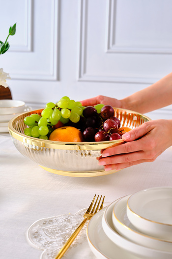 Karaca Ring Decorative Fruit Bowl Gold 8X28 cm