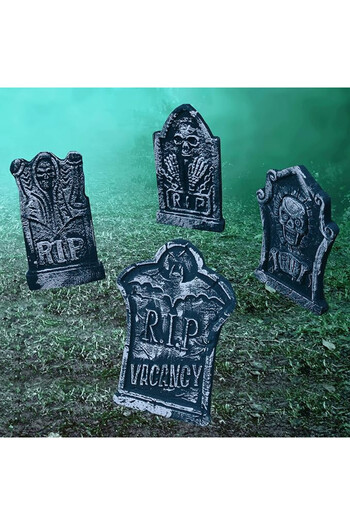 prextex Set of 4 Halloween decorations, foam, black, 43 cm