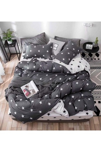 CHIRASO 4 Piece Bedding Set, Satin Cotton Sheet 240x250cm, Duvet Cover 200x230cm, 2 Pillowcases