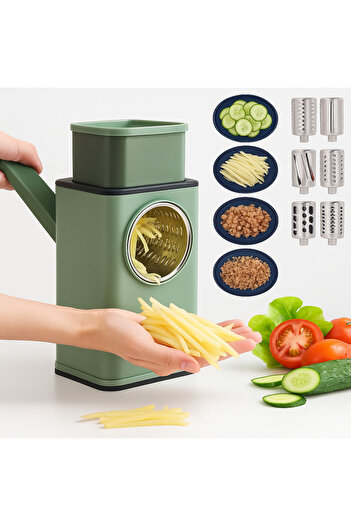 TSUMAB Manual Rotary Vegetable Slicer with 5 Interchangeable Blades
