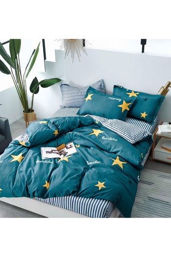 CHIRASO 4 Piece Bedding Set, Satin Cotton Sheet 240x250cm, Duvet Cover 200x230cm, 2 Pillowcases