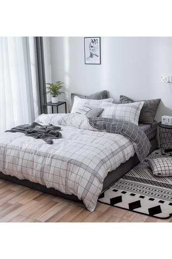 CHIRASO 4 Piece Bedding Set, Satin Cotton Sheet 240x250cm, Duvet Cover 200x230cm, 2 Pillowcases