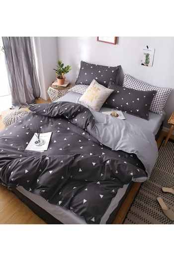 CHIRASO 4 Piece Bedding Set, Satin Cotton Sheet 240x250cm, Duvet Cover 200x230cm, 2 Pillowcases