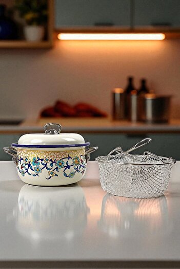 İnci Emaye 22 No Enamel Cookware&Fryer, Serving, Dining Camping, Picnic, Dowry