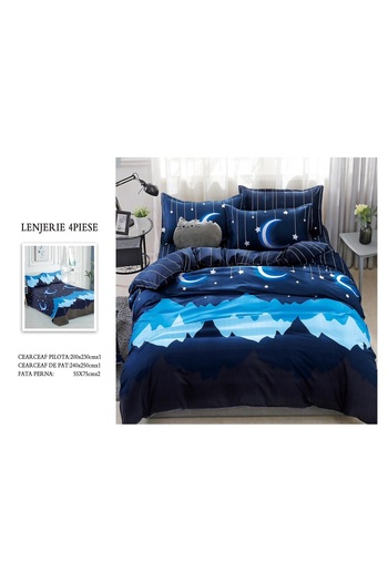CHIRASO 4 Piece Bedding Set, Satin Cotton Sheet 240x250cm, Duvet Cover 200x230cm, 2 Pillowcases