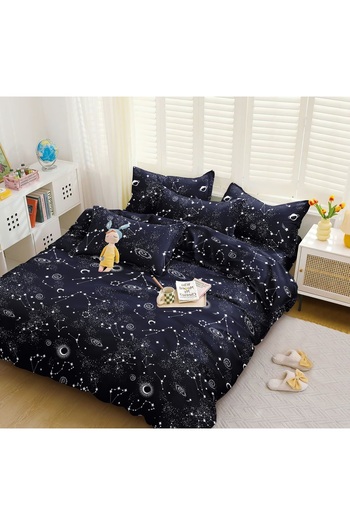 CHIRASO 4 Piece Bedding Set, Satin Cotton Sheet 240x250cm, Duvet Cover 200x230cm, 2 Pillowcases