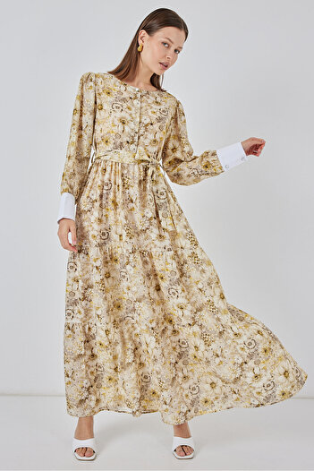 Bigdart Women's Belted Long Dress 2584 - B.Yellow