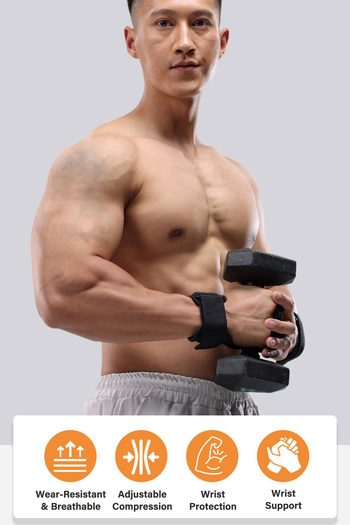 Generic Weight Lifting Wrist Straps Set with Palm Support Non-Slip Durable Grip Pads for Exercise Training