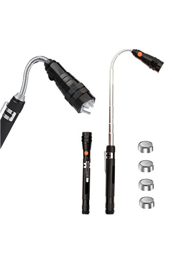 A ATAB Multifunctional LED telescopic flashlight, extendable up to 57 cm, 360° flexible arm