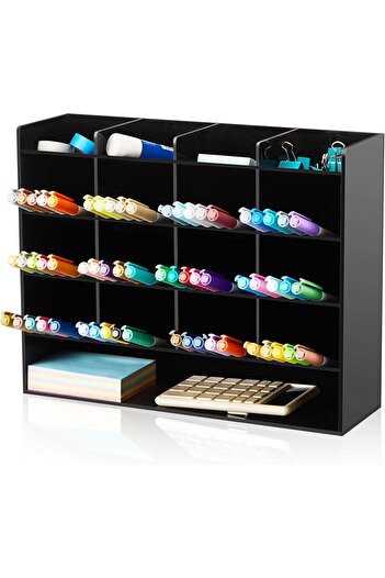 Slasa Acrylic Pen Organizer by - Vertical Display Holder with 17 Compartments