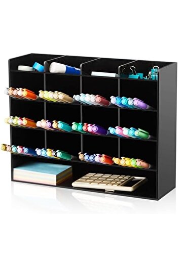 Slasa Acrylic Pen Organizer by - Vertical Display Holder with 17 Compartments