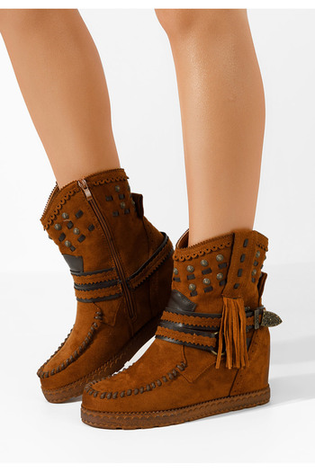 B T Shoes Camelové mocc kozačky Emma