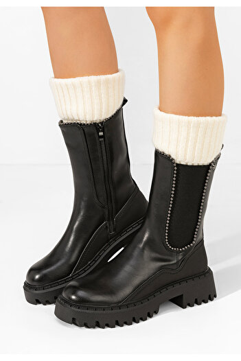 B T Shoes Ghete inalte dama Pertosa negre