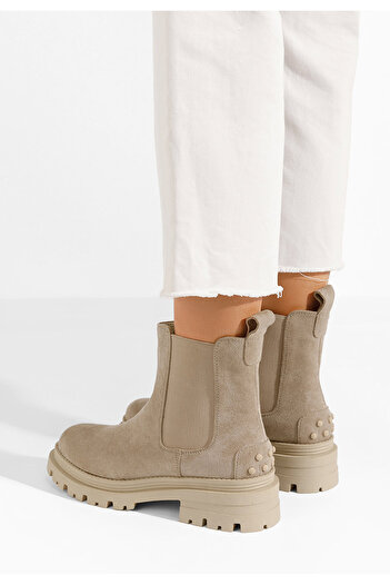 B T Shoes Μποτάκια Chelsea γυναικεία Sallia μπεζ