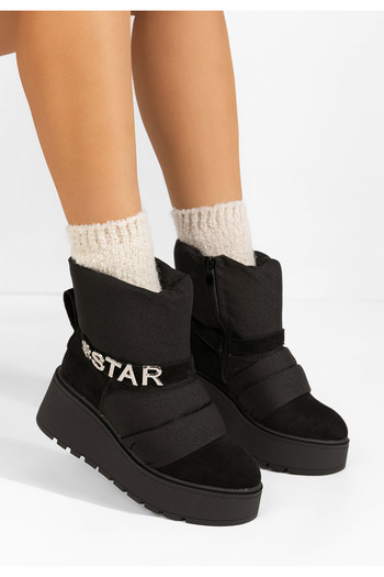 B T Shoes Černé kotníkové kozačky na platformě Selisa