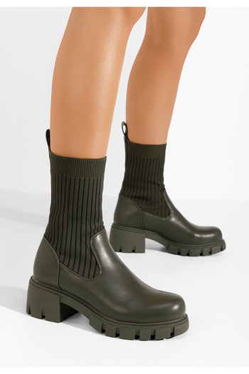 B T Shoes Γυναικεία μποτάκια κάλτσα Serada πρασινο