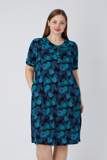 İntensive Women's Buttoned, Pleated, Pocketed, Short-Sleeved Cotton Comfortable Fit Dress