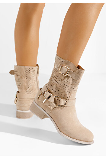 B T Shoes Γυναικεία μποτάκια Daiela V2 μπεζ