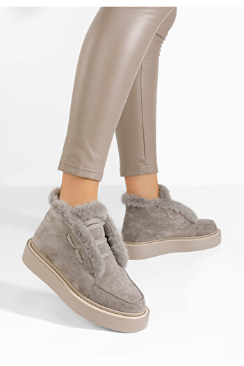 B T Shoes Χειμερινά Αρβυλάκια γυναικείες Hazey γκρι