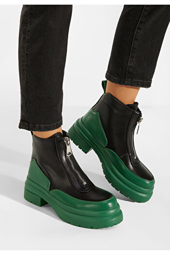 B T Shoes Γυναικεία μποτάκια πρασινο Santina