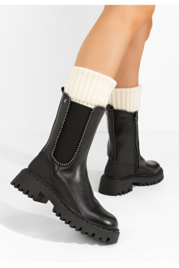 B T Shoes Ghete inalte dama Pertosa negre