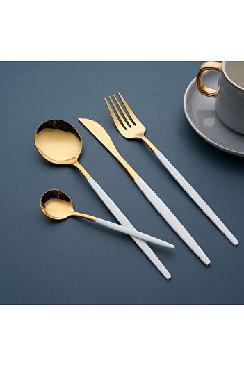 awwaline Set tacamuri 24 piese stil portughez, awwaline, alb, otel inoxidabil