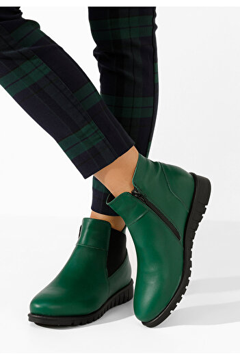B T Shoes Γυναικεία δερμάτινα μποτάκια Kiesa πρασινο