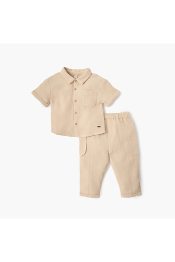 Juniors Textured Shirt and Pants Set