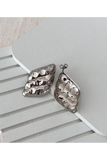 julee.co Elegant Pinterest Steel Silver Earrings(3.8X2.5Cm)