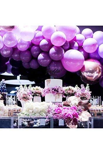 Flippy Set of 10 Chrome Latex Balloons, Flippy, Party Model, 23 cm, Various Shades of Purple, 2.2 g