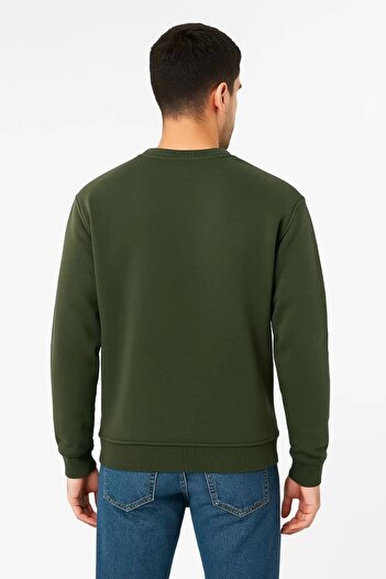 Silerra Men's Three Thread Plain Crew Neck Sweatshirt - Khaki