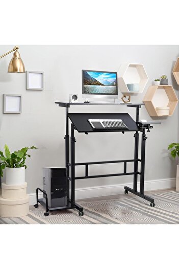 SKY TOUCH SKY-TOUCH Mobile Standing Desk, Height Adjustable Sit Stand Mobile Laptop Computer Tablet