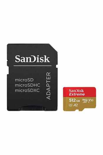 SanDisk بطاقة ذاكرة Extreme microSDXC UHS-I مع محول - A2، U3، V30، 4K UHD، Micro SD سعة 512 جيجابايت