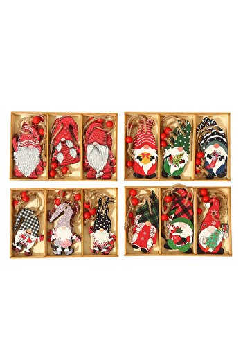 Flippy 9 Wooden Christmas Decorations, Flippy, String for Hanging on the Tree, Multicolor