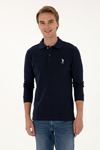 U.S. Polo Assn. Men's Regular Fit Polo Neck Navy Blue Basic Sweatshirt 50307757-Vr033