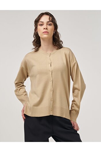 Kayra Button Detailed Knitwear Cardigan Stone