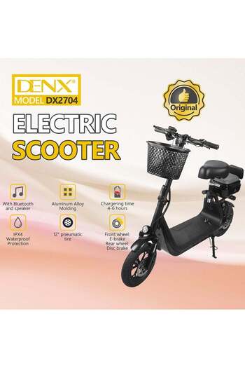 Denx DX2704 Electric Scooter with 500W Motor, 30km/h Speed, 12 Inch Pneumatic Tires with Bluetooth a