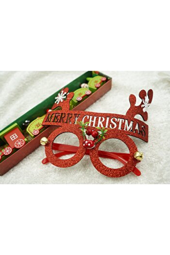 Flippy Christmas Party Glasses, Round, Red, Plastic and Polyester,