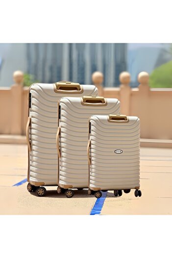 Bezubi Set 3 Trolleys Easy Travel, Telescopic Handle, Silent Wheels, Beige, Various Sizes