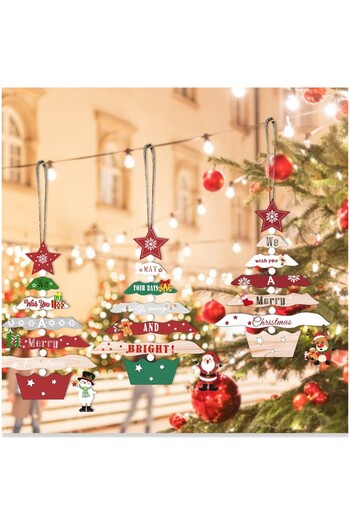Flippy Wooden Christmas Decoration, Flippy, String for Hanging on the Tree, 17x12.8x0.4 cm, Multicolor
