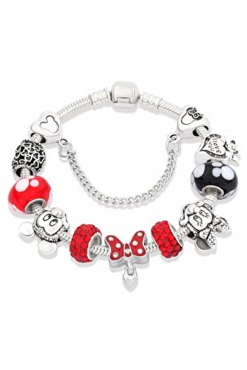 Kelan Brățară în stil Pandora cu pandantiv Mickey și Minnie Disney Love You