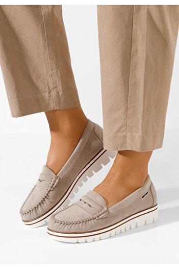 B T Shoes Béžové dámské mokasíny Brisena