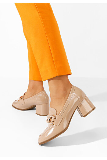 B T Shoes Loafers γυναικεια με τακουνι Alyla μπεζ