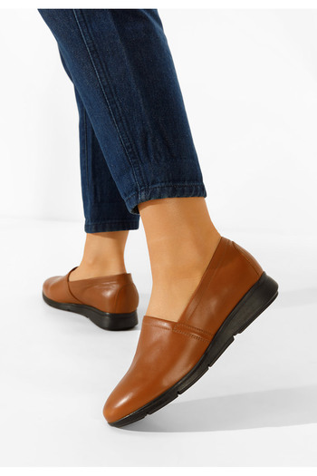 B T Shoes Δερμάτινα μοκασινια γυναικεια Guilena καφε