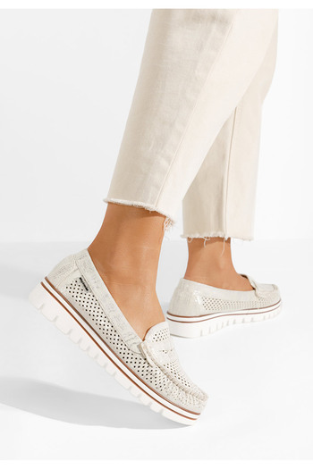 B T Shoes Stribrné dámské mokasíny Manise