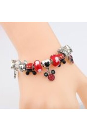Kelan Brățară în stil Pandora cu pandantiv Mickey și Minnie Disney Love You