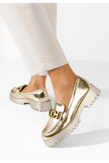 B T Shoes Thara gold chunky-soled loafers