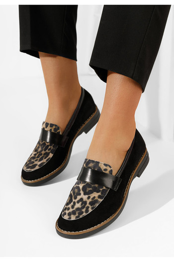 B T Shoes Μοκασίνια γυναικεια δερματινα Aleda λεοπαρ