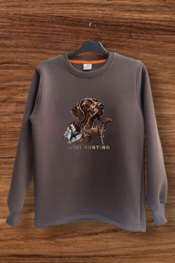 WİDİ Φούτερ Hunting Hunter Kurzhaar με στάμπα κυνηγετικού σκύλου και σκύλου περιπάτου, κανονική εφαρμογή, 100% βαμβακερό φούτερ με λαιμόκοψη