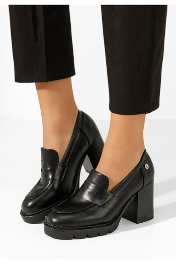B T Shoes Black Delora heeled loafers